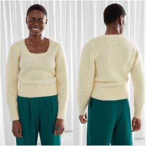& OTHER STORIES Voluminous Sleeve Square Neck Sweater Top Alpaca And Wool Blend
